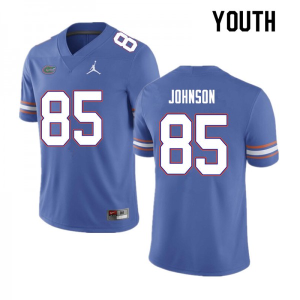 Youth #85 Kevin Johnson Florida Gators College Football Jersey Blue